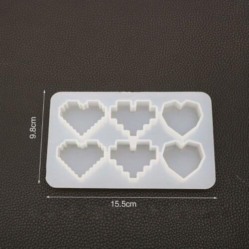 Crystal Epoxy UV Resin Mold Pixel Love Heart Shape High Mirror DIY Handmade Pendant Silicone Molds