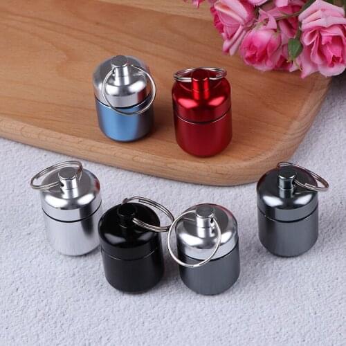 Metal Mini Waterproof Alloy Pill Box Case Bottle Cache Drug Holder Container Keychain Medicine Box Health Care For Travel