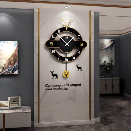 Northern Europe deer head wall clock living room light luxury home decoration watch fashion personality creativity simple clock