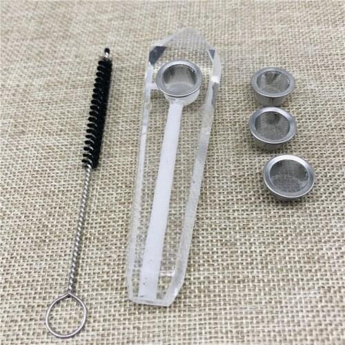 Natural clear crystal smoking pipe white crystal quartz Cigarette holder as gift+3+ 1pc