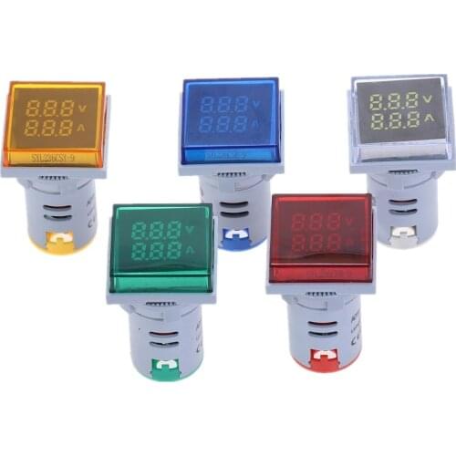 New Square LED Digital Dual Display Voltmeter Ammeter Voltage Gauge Current Meter Measurement AC 60-500V 0-100A