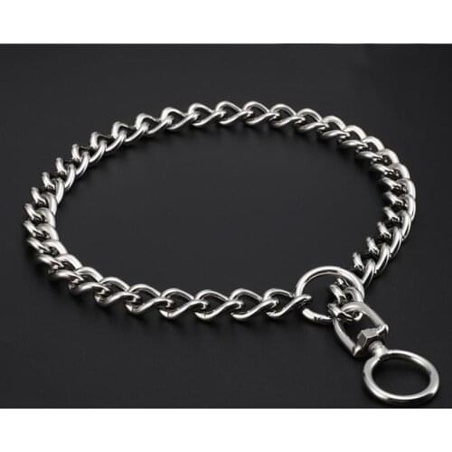 Rotating Buckle P Chain Pet Dog Collar Silver Stainless Steel Metal Slip Necklace Training Choke Collar for Medium Large Dogs