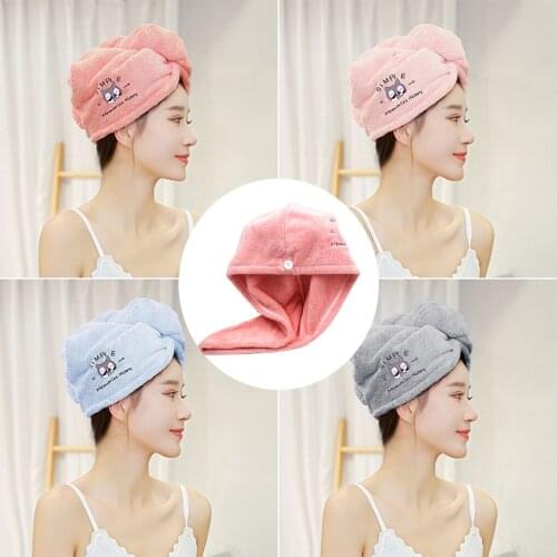 Girls Hair Drying Hat Quick-dry Hair Towel Cap Hat Bath Hat Microfiber Solid Towel Cap Super Absorption Turban Hair Dry Cap