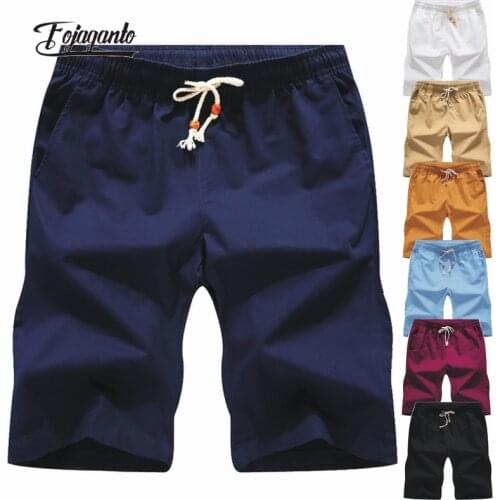 FOJAGANTO Mens Summer New Shorts Casual Solid Color Pure Cotton Five-Point Pants Thin Straight-Leg Beach Shorts Male