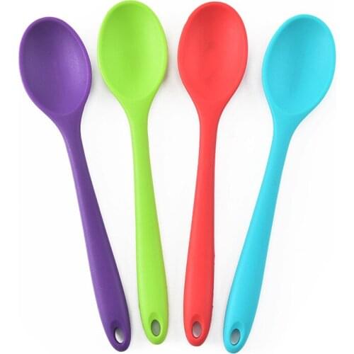 Silicone spoon small salad stirring spoon baby eating spoon baking food grade tableware spoon rice