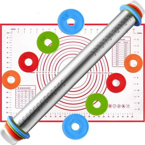 Length Adjustable Stainless Steel Rolling Pin Fondant Cake Roller Dough Rolling Pin Bakeware Tools