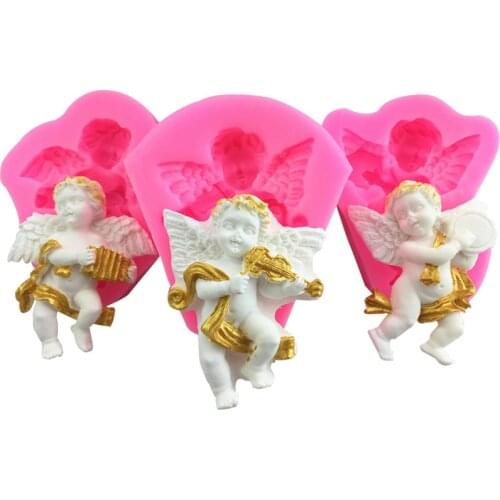 Violin instrument angel silicone mold chocolate mousse sugar baking cake mold plaster diy soap