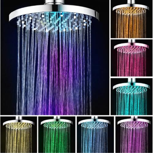 Modern colorful 8-inch color-changing water luminous square/circular rain shower shower head bathroom hotel shower