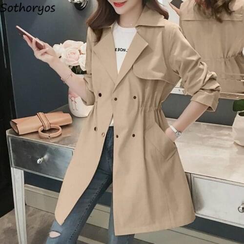 Trench Women Solid Triple Breasted Pockets Plus Size 3XL Loose Fashion Casual Korean Style Elegant Slim Womens Coats All-match