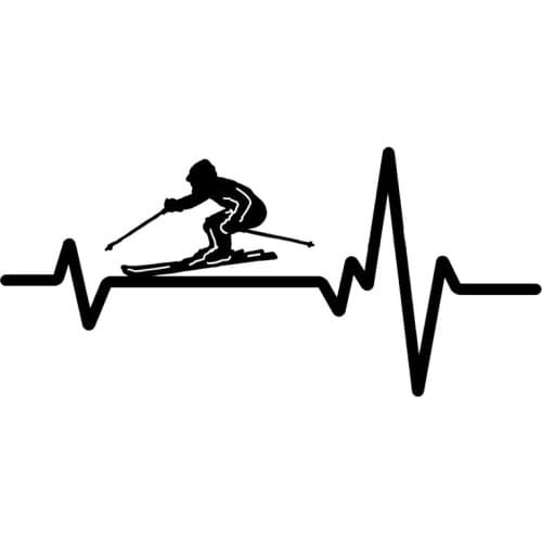 16.8CM*7.8CM SNOW SKIING Down Hill Man Helmet Heartbeat Decal Vinyl Black/Silver Car Sticker C22-1245