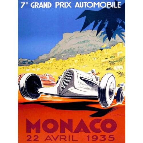 VINTAGE ADVERT GRAND PRIX MONACO Art print Silk poster Home Wall Decor