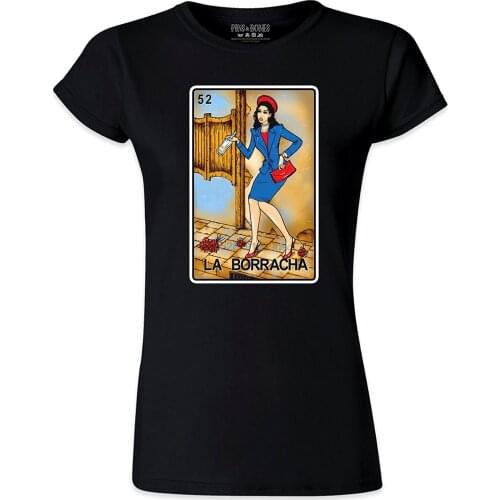 Pins Bones Loteria Women La Boracha Mexican Loteria Funny Cotton T Shirt