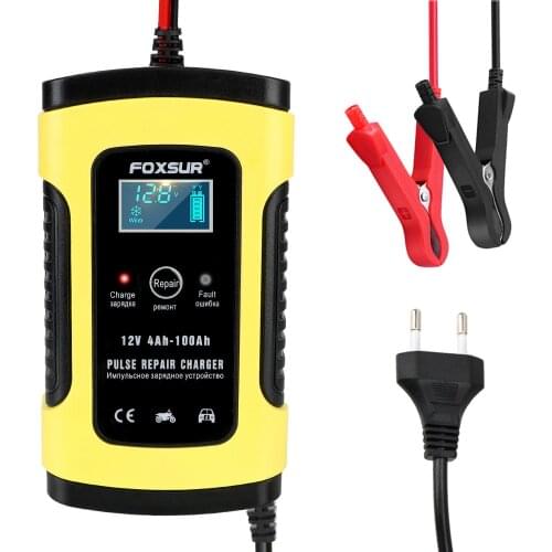 12V 6A Pulse Repair Lead Acid Battery-Chargers For Auto Moto Lead Intelligent Car Motorcycle Battery Charger Digital LCD Display
