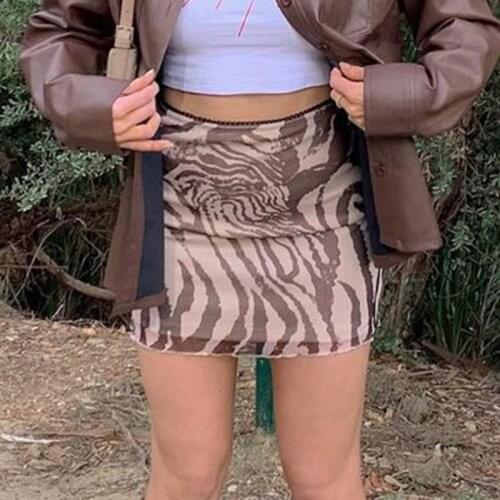 SEASONS Streetwear Vintage 70s Ripple Print High Waist Brown Skirts Y2K Bodycon Double Layer Mini Skirt Summer Women ASSK82876