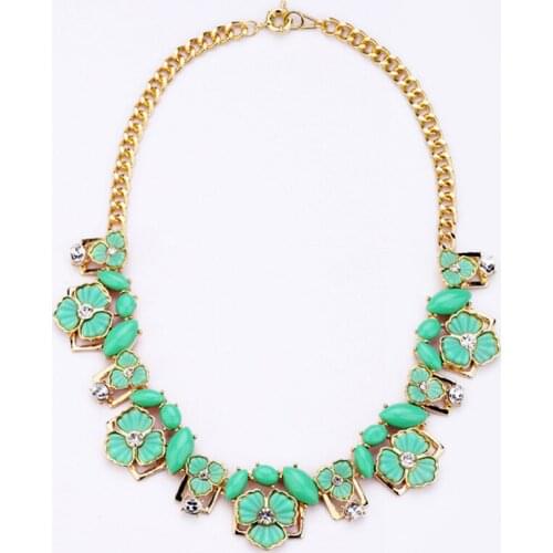 Countryside Colourful Resin Vintage Bijouterie Necklaces Green Orange Acrylic Stone For Women Wholesale Factory Bulk Jewelry