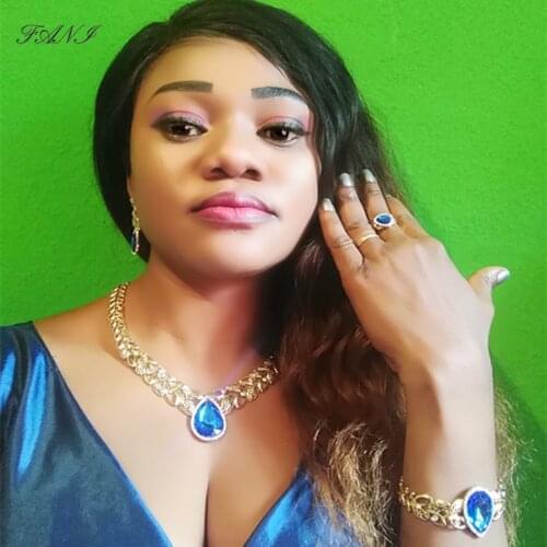 Fani nigerian women costume jewelry Set Wholesale fashion african beads Bijoux Jewelry set Brand Dubai gold bridal jewelry set