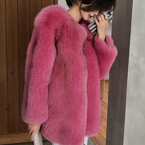 Real Fox Coat Women Clothes Winter Warm Full Pelt Fur Coats Korean Vintage Elegant Jacket Manteau Femme Hiver ZL526