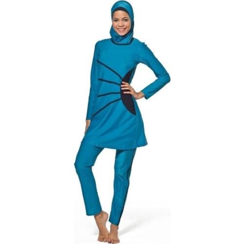 0385 oil Full Size Lycra Hijab Swimwear Turkish' Muslim Swimsuit Burkinis Modest Clothing Islamic Long Sleeves Hijab Full Cove