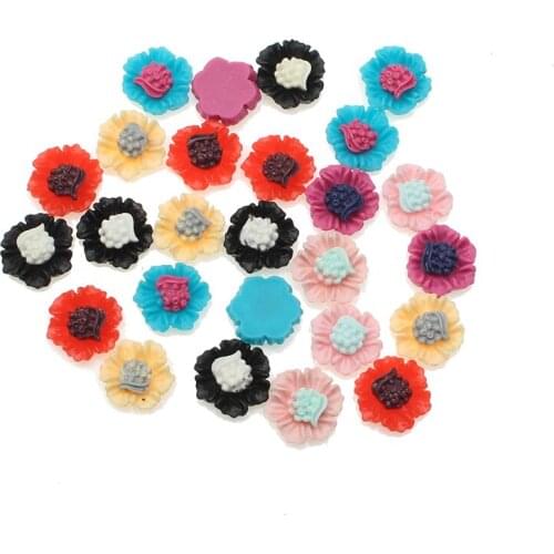 100Pcs Mixed Resin Flowers Crafts Decorations Flatback Cabochon Scrapbooking For Embellishment Nail Stickers DIY Accessories