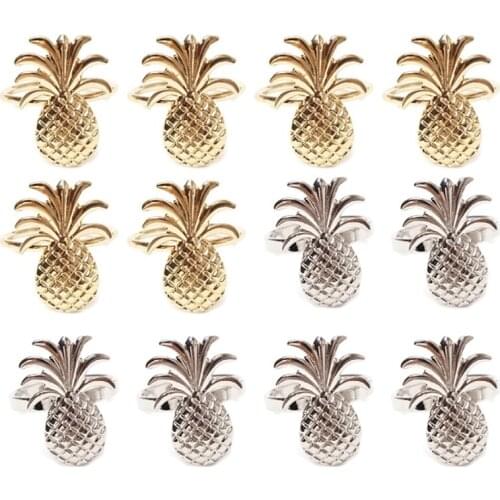 12Pcs Pineapple Napkin Ring Metal Plating Napkin Ring Ring Stand For Christmas Wedding Holiday Party Table Decoration
