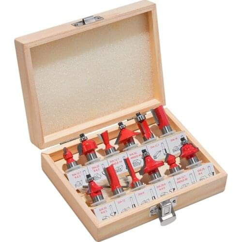 12Pcs/Set 1/4'' 1/2'' Shank Tungsten Carbide Router Bits Woodworking Milling Cutter for Hand Trimmer Wood Router Accessories