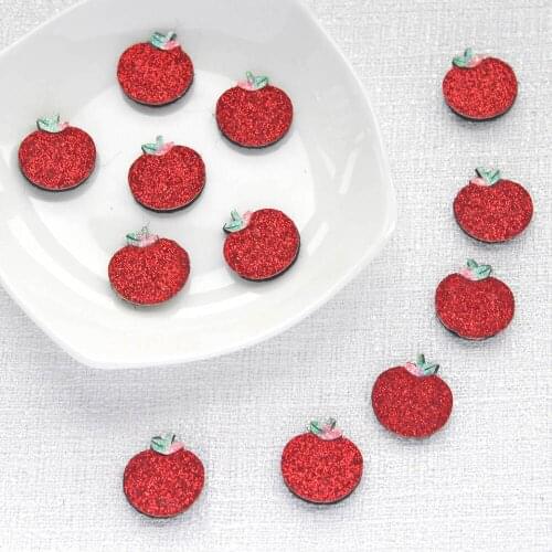 20pcs Glitter Mini Apple Applique for DIY Kids Headwear Girl Hair Clips Bow Decor Baby Accessories Fetls