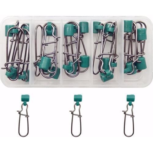 20pcs/Box Plastic Head Swivel With Stainless Steel Snap Fishing Sinker Slide Swivels For Braid Fishing Line Slider Set With Box
