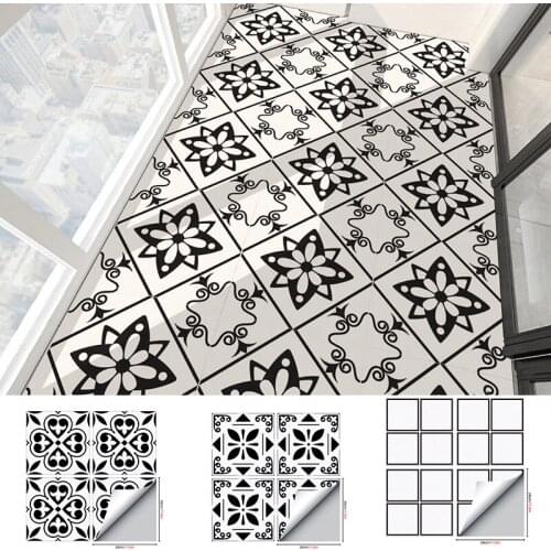 4Pcs Lattice PVC Non-slip Floor Tile Stickers Environmental Self-Adhesive Home Waterproof Tile Stickers Bathroom Wall Stickers