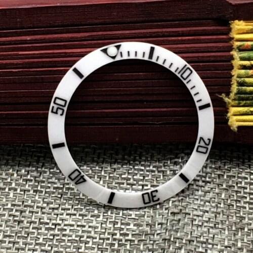 Watch Accessories Timing Ring White Ceramic Ring Mouth 38mm Black Oil Ring Pearl Night Aperture Suitable For Water Ghost Watch