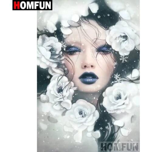 HOMFUN Full Square/Round Drill 5D DIY Diamond Painting "Woman rose" 3D Diamond Embroidery Cross Stitch Home Decor A18550