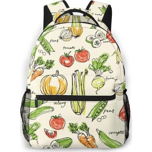Assorted Vegetables Backpack School Bags Casual for Teenager Girls Shoulder Bag Travel Bags