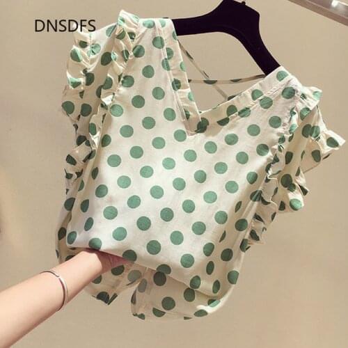 Summer Blouse Women Short Sleeve Summer Shirt Korean Lady Casual Ruffles Tops Bandage V Neck Slim Shirts Blusas Mujer De Moda