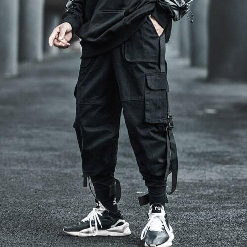 April MOMO 2021 Men Cotton Hip Hop Cargo Pants Trousers Sweatpants Hombre Male Casual Fashion Loose Style Pockets Pencil Pants