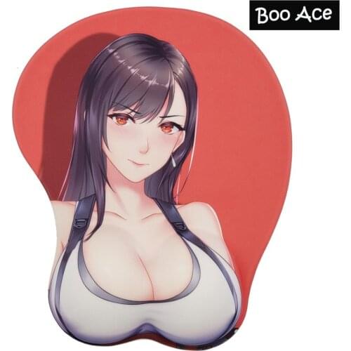Black Tifa Lockhart Anime 3D Gaming Mouse Pad Wrist Rest