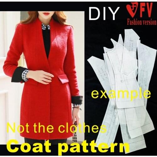 Ladies Stand Collar Slim Coat Pattern 1:1 Garment Sewing Drawing BFY-170