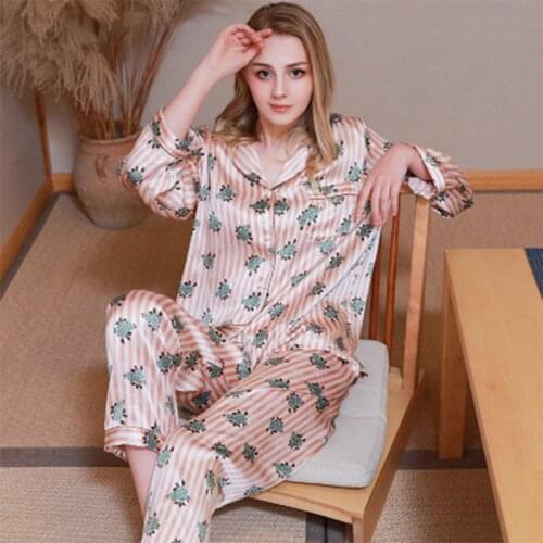 Elegant Natural 100% Silk Pajamas Women Sleepwear Ladies Nightgown Brand Silk Nightdress Long Sleeve Pyjamas Pijama Feminino
