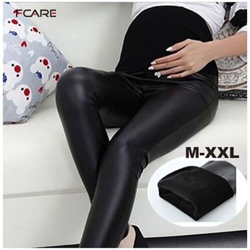 Fcare 2016 winter fashion fall and winter pregnant women Leggings leather pants thin belly maternity pants