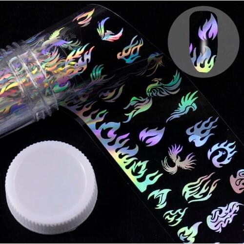 Flame Style Holographic Nail Foil Fire Design Nail Art Transfer Sticker Water Slide Nail Art Decals Manicure Decoration 4*100cm