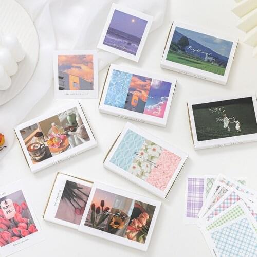 JIANWU 50Pc INS Style Aesthetic Landscape Memo Pad DIY Journal Scrapbooking Decoration Material Paper School Stationery Supplies