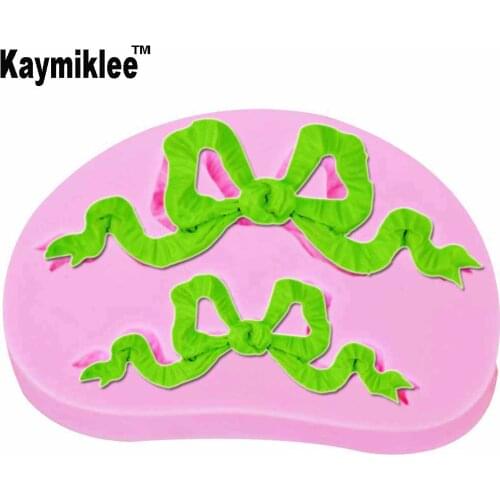 Kaymiklee M841 Ribbon Bowknot Relief Silicone Fondant Molds Cake Decorating Tools Candy Clay Chocolate Gumpaste Moulds