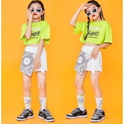 Girls Jazz Performance Costumes Ballroom Hip Hop Clothing For Kids Summer Street Dance Wear Dancers Outfit Rave Clothes DQS7617