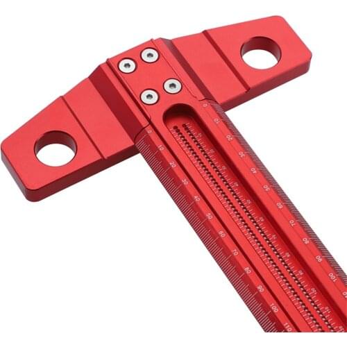 Woodworking T-type Scale Ruler Aluminum Alloy Marking Gauge Hole Positioning Crossed Line Scriber Carpenter Measuring Tools