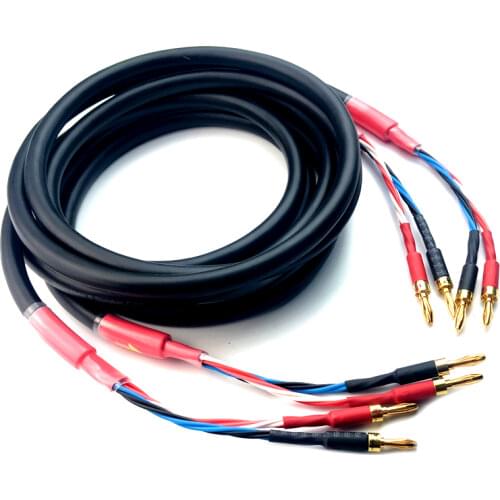 Pair Audiophile SA-OF 8N Copper TARA LABS Helix 8 Banana To Pin Gold Plug HiFi Audio Speaker Cable