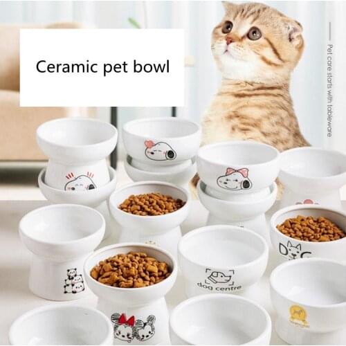 Cartoon Pet Feeder Bowl Cute Shape High-foot Single Mouth Skidproof Ceramic Dog Cat Food Bowl Pet Products Drinking Bowl