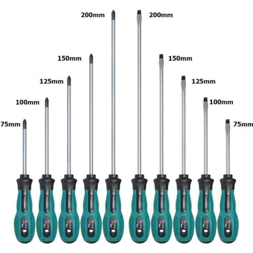 10Pcs Screwdrivers Set 75-200mm PP Chromium Vanadium Alloy Multi-function PP Handle Security Insulated Screwdrivers Screw Driver