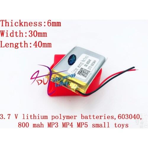 Navigation battery 3.7V lithium polymer battery 603040 800mAh Battery Bluetooth MP3 MP4 MP5 eBook