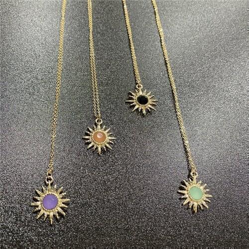 Gilry Casual Gold MultiColor Colorful Stone Shiny Star Pendant Necklace Bijoux Collier Elegant Women Jewelry Gifts Dropshipping
