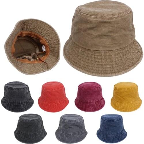 Washed Denim Bucket Hat Kids Wide Brim Cotton Fisherman Hat Girls Boys Summer Panama Sun Hat Outdoor Beach Fishing Cap