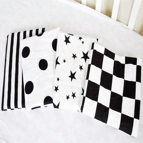 Baby Sheets Cotton Soft Black White Printing Infant Crib Fitted Sheets Baby Bed Linens Newborn Cot Wrap Blanket Baby Bedding