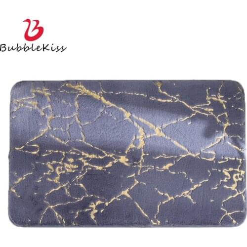 Bubble Kiss Anti-Slip Rabbit Fur Floor Mat Home Bedroom Bedside Carpet Pure Color Gold Line Pattern Bathroom Floor Rug 2021 New